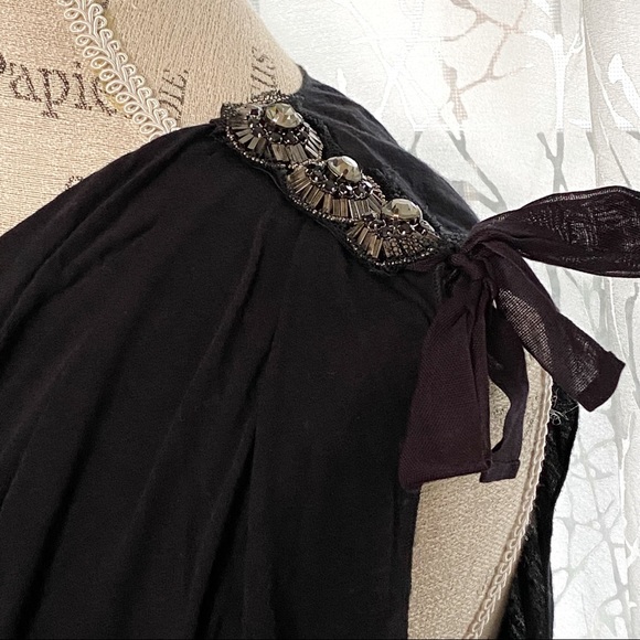 3.1 Phillip Lim black asymmetrical jewel gathered t-shirt sleeveless tank dress - Picture 2 of 10